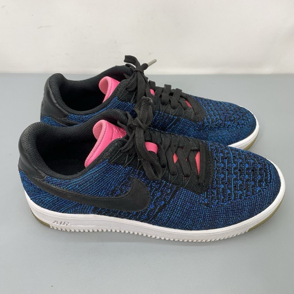 Nike Air Force 1 Ultra Flyknit Low Sneakers Shoes Athletic Blue Pink Womens 9.5 - Picture 2 of 13